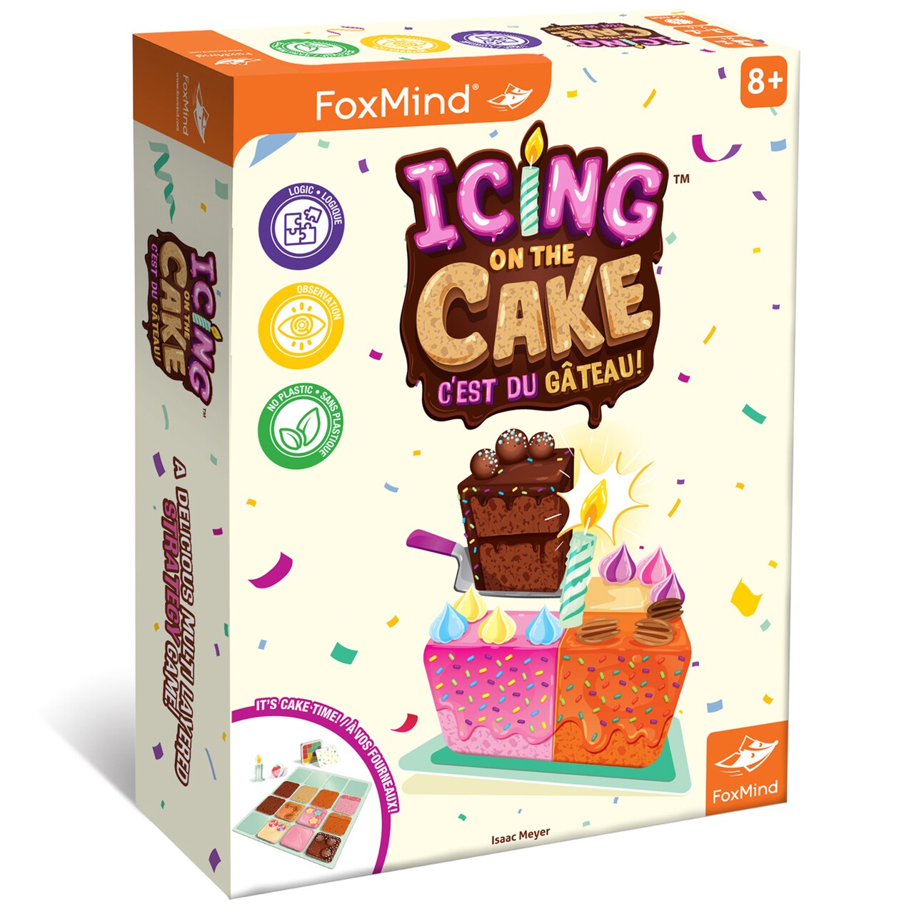 FoxMind Games: Icing On The Cake - Family Food Themed Tile Laying Strategy Game, Match Up Cake Pieces, Sweet Game Line, Ages 8+, 2-4 Players